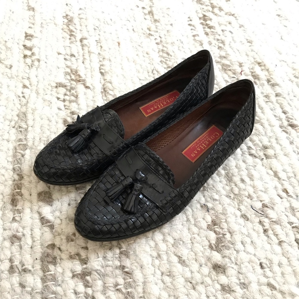 Vintage Cole Haan black woven tassel loafers 8.5 B